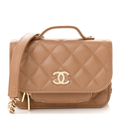 Chanel Caviar Quilted Business Affinity Clutch With Chain Flap Dark Beige 1 of 11