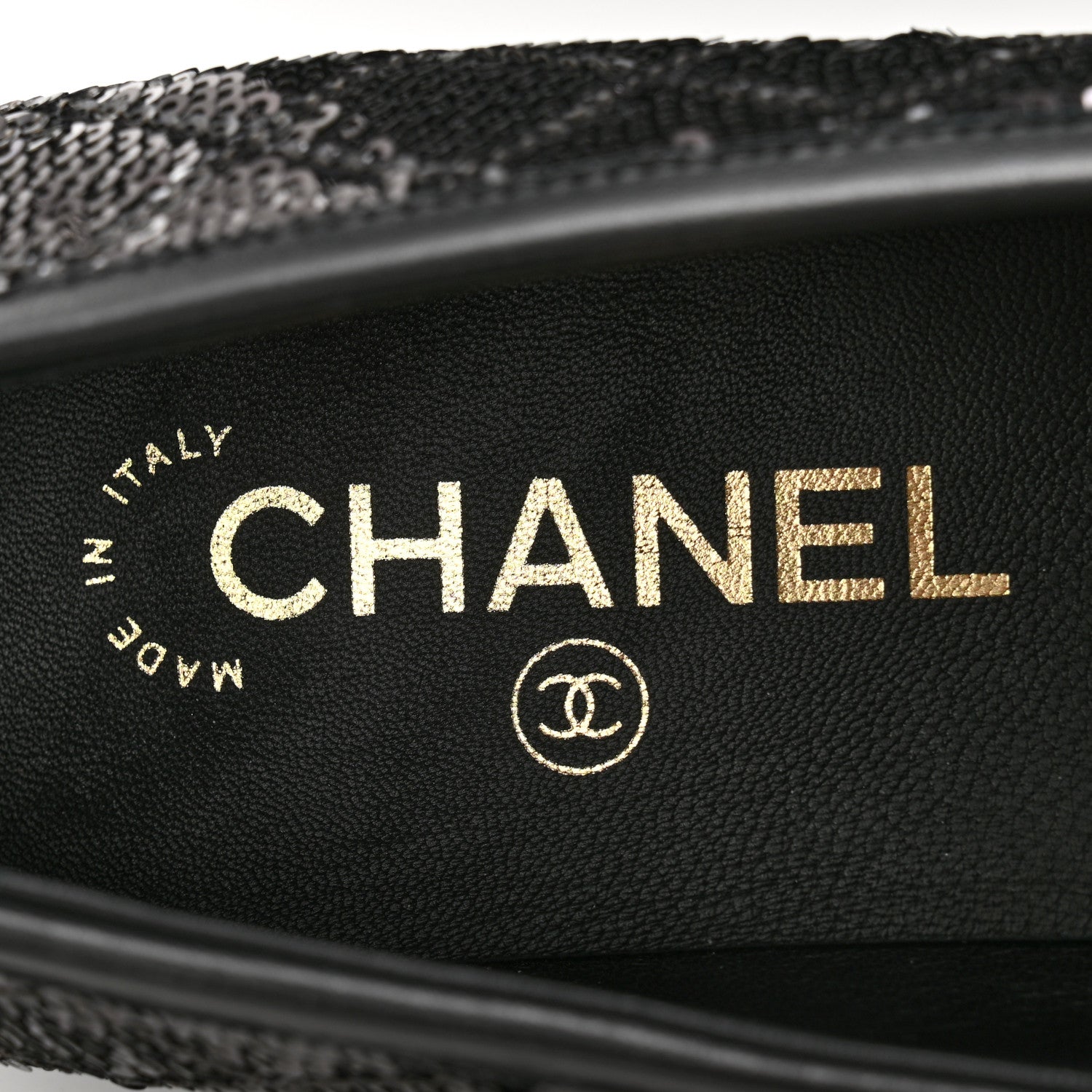 Chanel Sequin Lambskin Quilted CC Loafers 38.5 Black 6 of 9