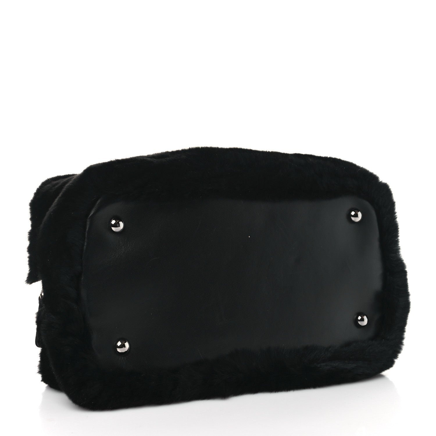 Chanel Rabbit Fur Baguette Crystal CC Bag Black 4 of 8