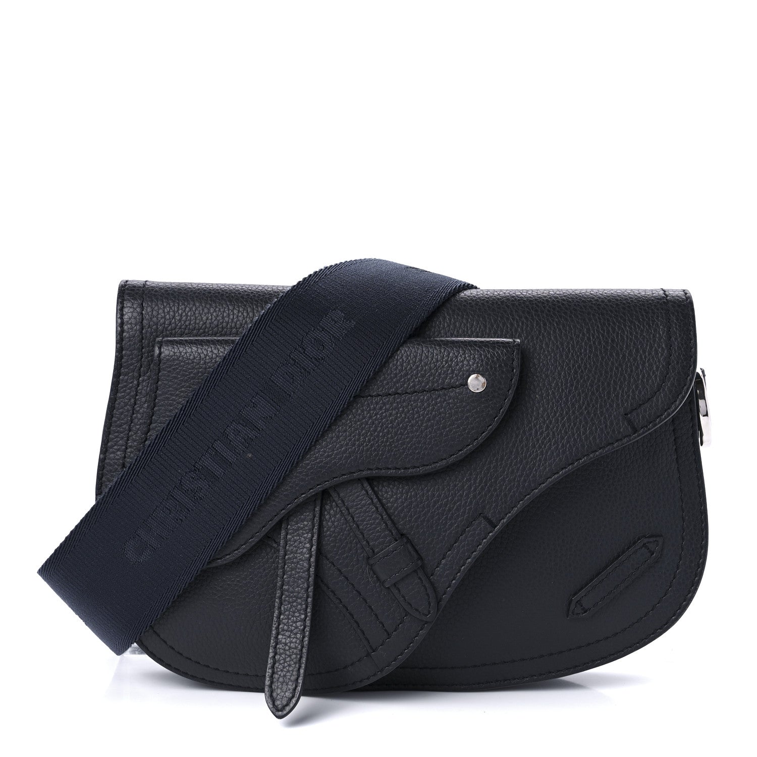 Christian Dior Grained Calfskin Saddle Messenger Bag Navy Blue 1 of 9