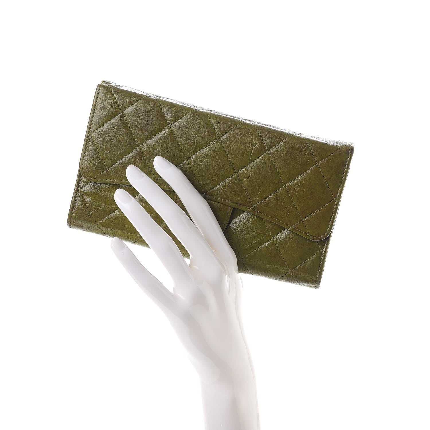 Chanel Calfskin Quilted Large Flap Wallet Green 2 of 14