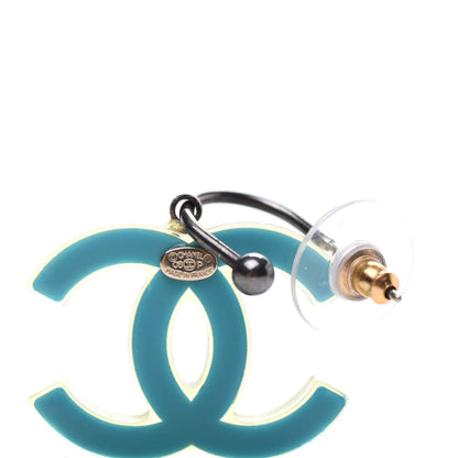 Chanel Resin CC Drop Earrings Green 4 of 4