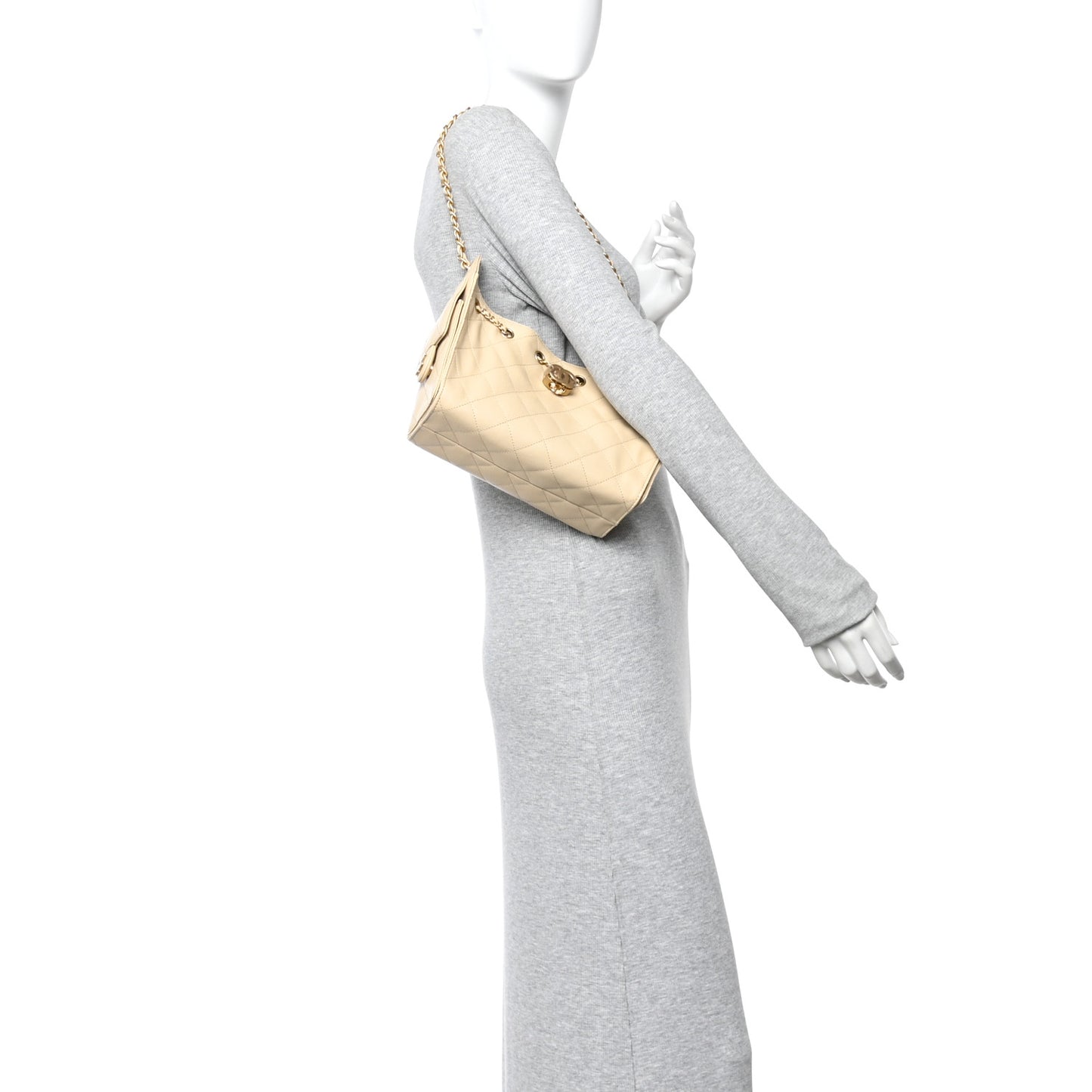 Caviar Quilted Mini Chanel 25 Handbag Beige