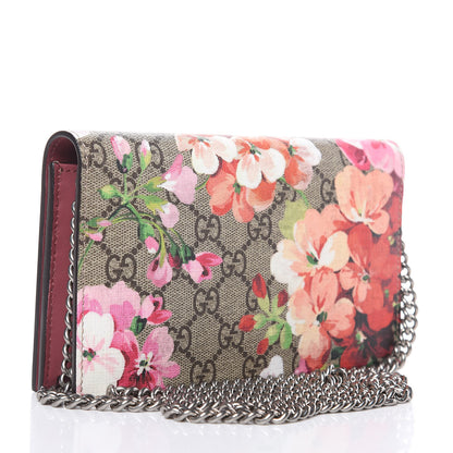 Gucci GG Supreme Monogram Blooms Chain Wallet Beige Multicolor Dry Rose 3 of 10