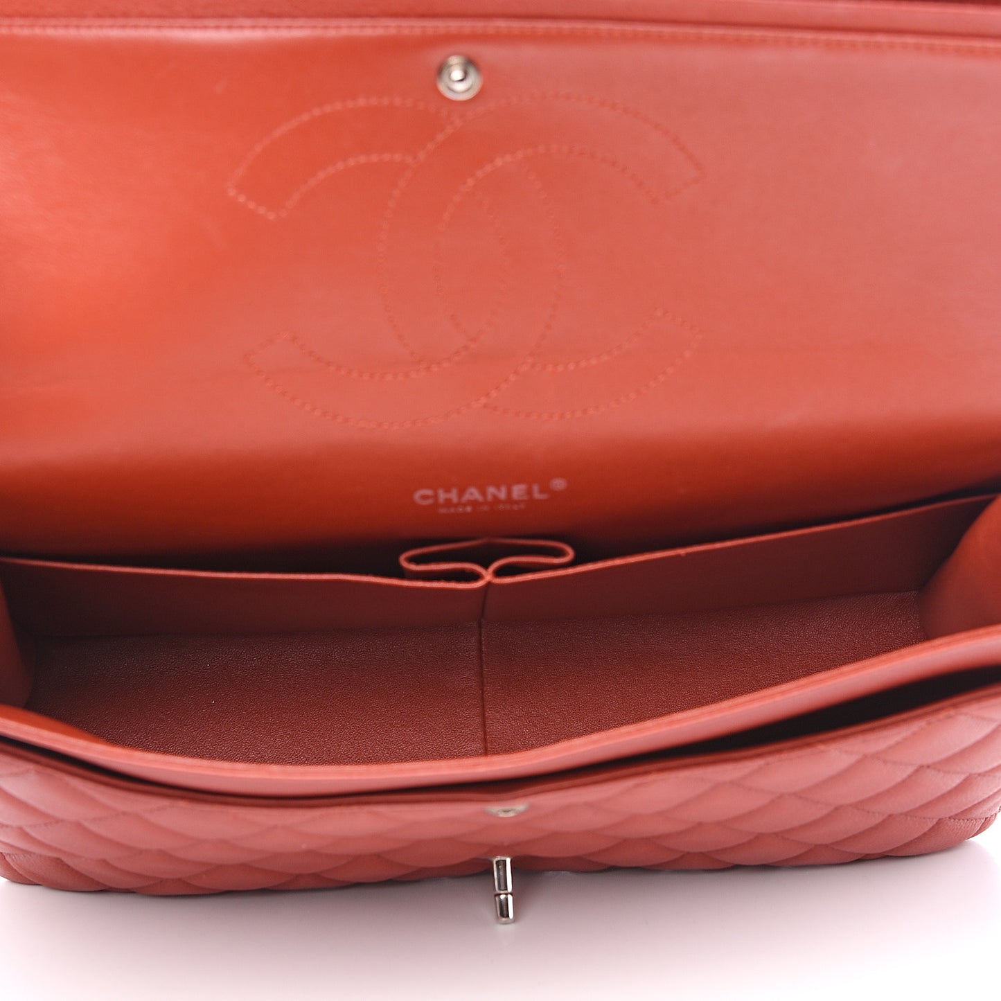 Caviar Quilted Maxi Double Flap Dark Orange