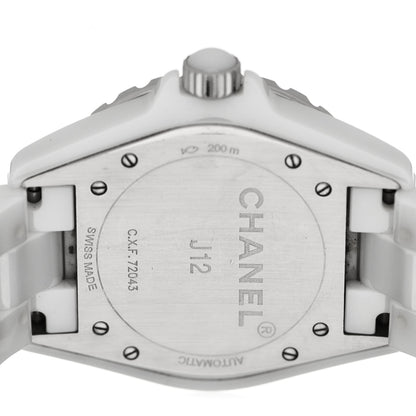 Chanel Stainless Steel Ceramic Diamond 38mm J12 Automatic Watch White 4 of 5