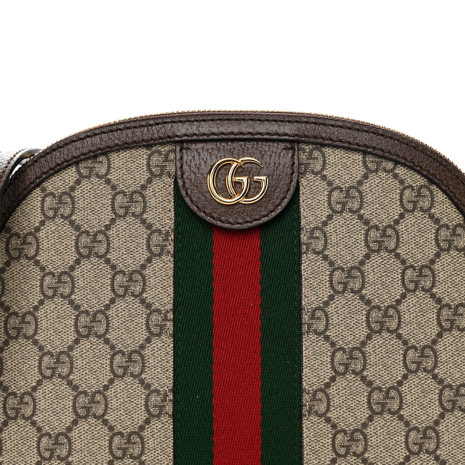 Gucci GG Supreme Monogram Textured Dollar Calfskin Web Small Ophidia Dome Shoulder Bag Beige Ebony New Acero 8 of 10