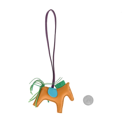 Hermes Milo Lambskin Grigri Rodeo Reversible Horse Bag Charm PM Rose Jaipur Bleu Aztec Menthe Anemone 2 of 5