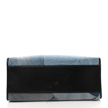 Dolce & Gabbana Calfskin Denim Patchwork Edge Shopper Tote Blue 6 of 10