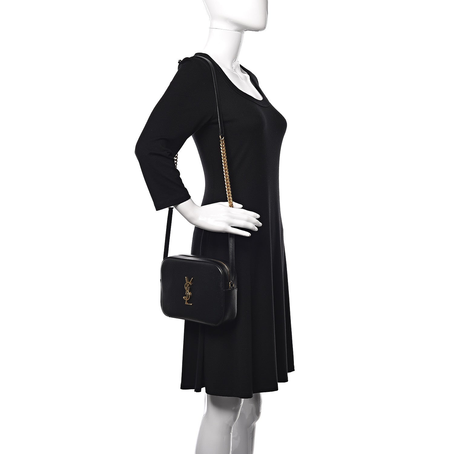 Saint Laurent Grain De Poudre Medium Classic Monogram Camera Bag Black 2 of 9