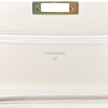 Chanel Caviar Quilted Golden Class Wallet On Chain WOC White 5 of 11