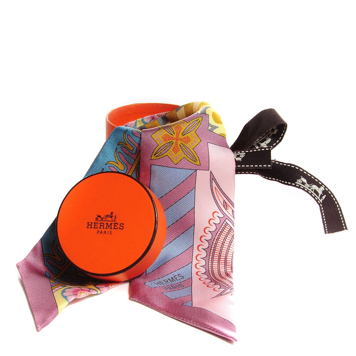 Hermes Silk Geometrie Cretoise Silk Twilly Vieux Rose Framboise Bleu 3 of 8