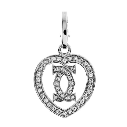 Cartier 18K White Gold Diamond Heart Double C Charm 1 of 4