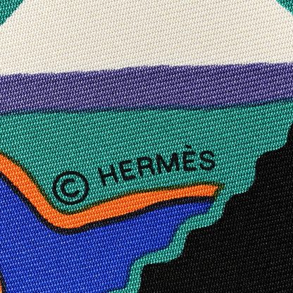 Hermes Silk Appaloosa Des Steppes Scarf 90 White Black Bleu 4 of 6