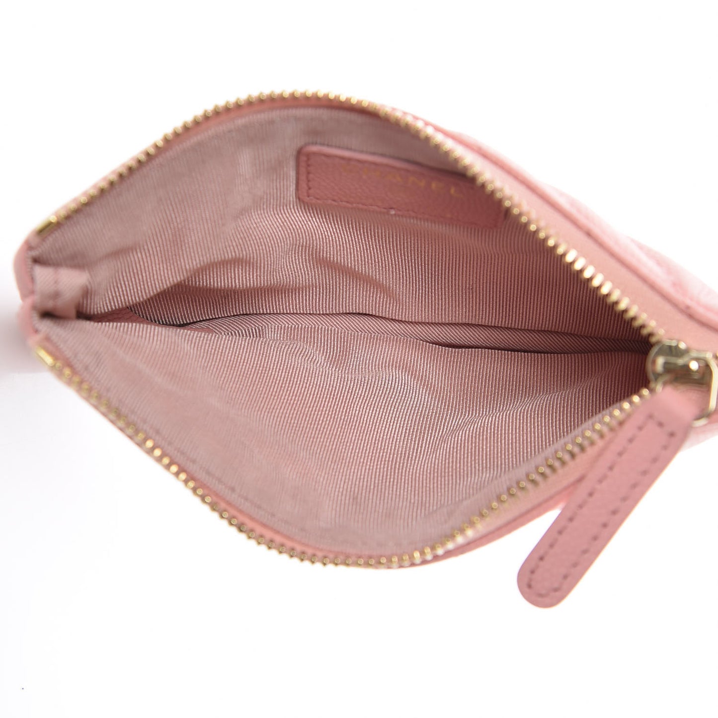 Caviar Chevron Quilted Small Cosmetic Case Pink