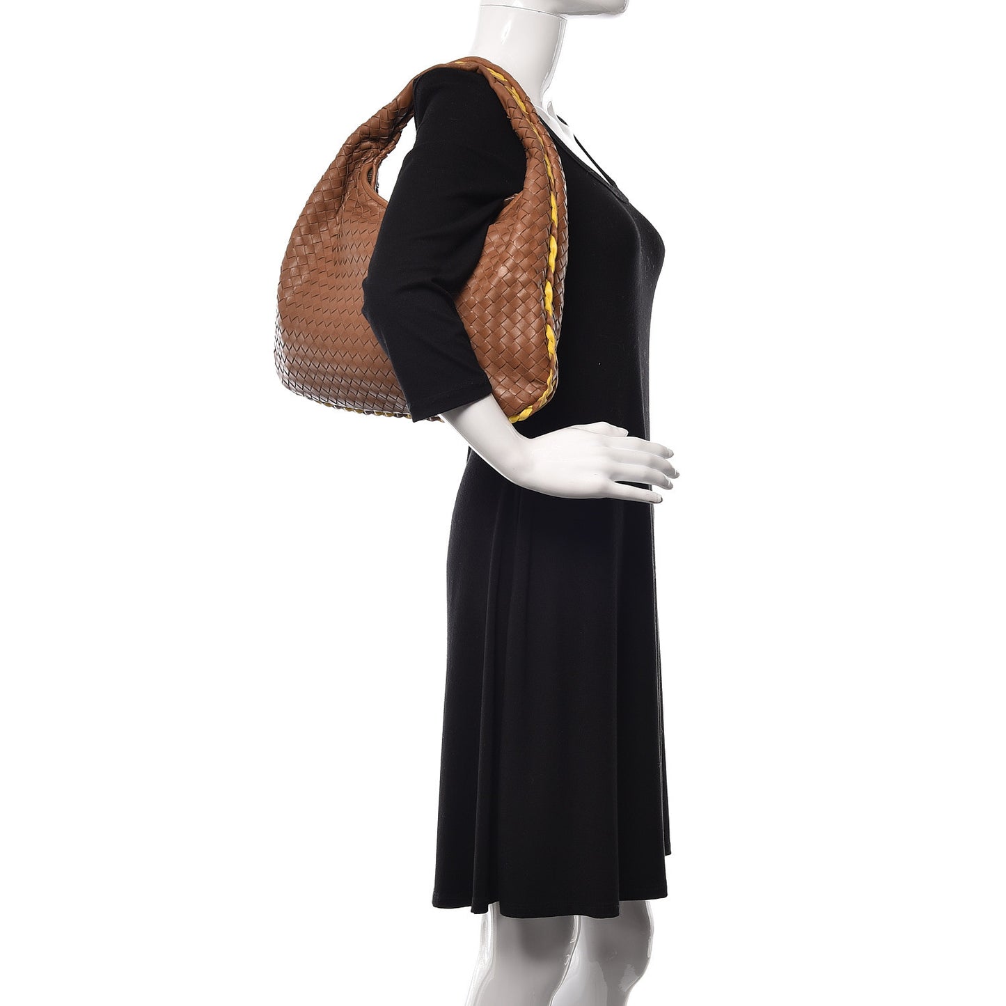 Nappa Intrecciato Bi-Color Medium Veneta Hobo Maple Sapphire