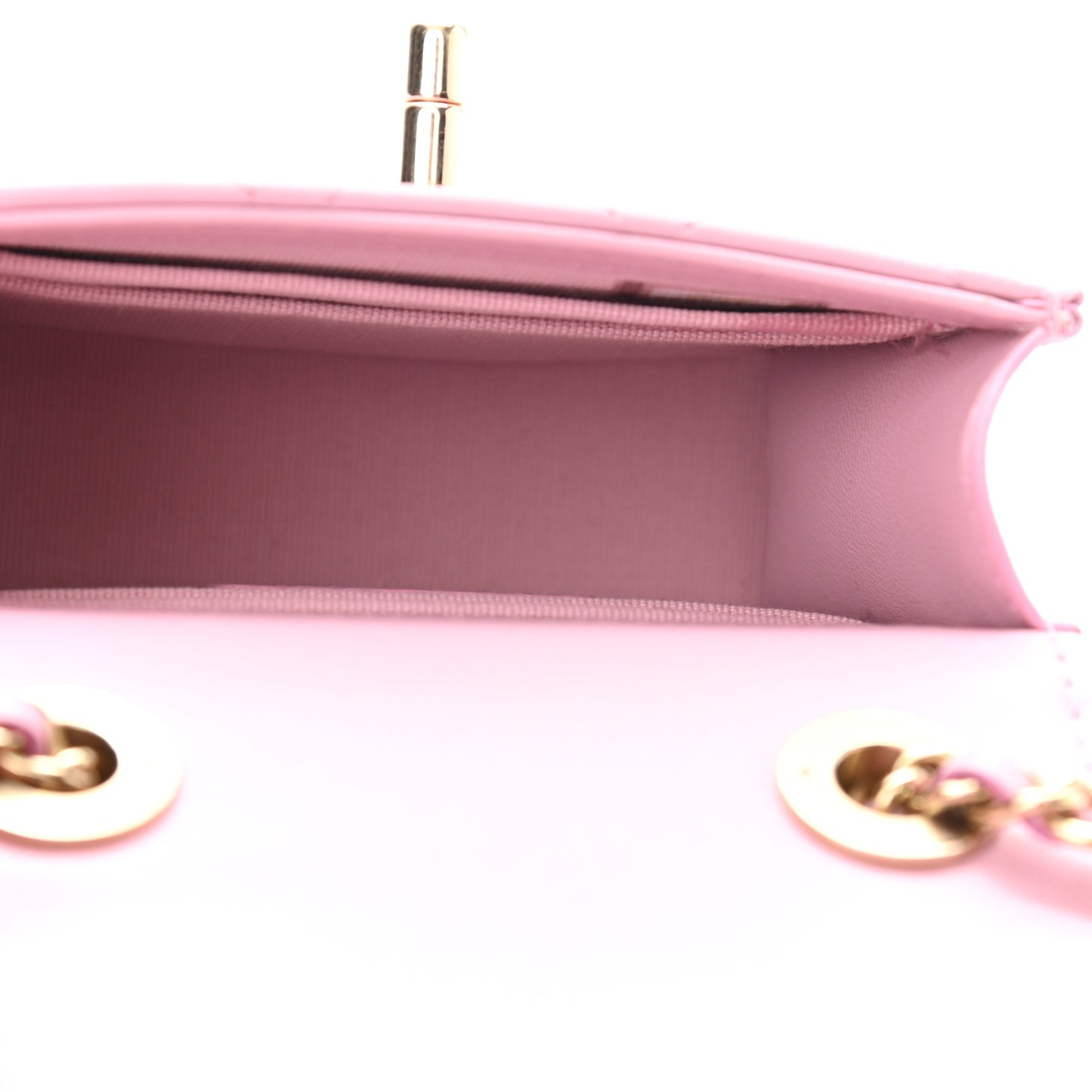 Lambskin Quilted Mini Trendy CC Clutch With Chain Pink