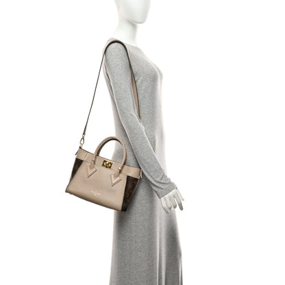 Louis Vuitton Calfskin Monogram On My Side PM Greige 2 of 9