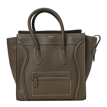 Celine Drummed Calfskin Mini Luggage Bag Souris 1 of 9