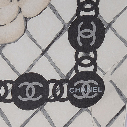 Chanel Silk CC Logo Camellia Scarf White 3 of 5