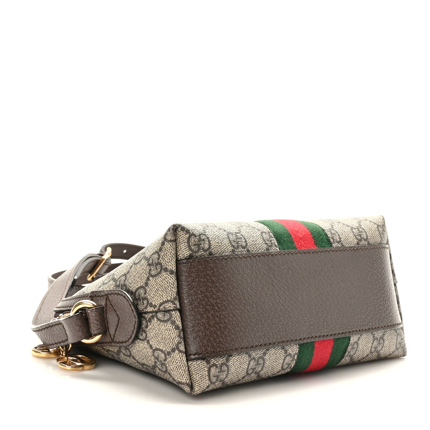 GG Supreme Monogram Textured Dollar Calfskin Web Small Ophidia Dome Shoulder Bag Beige Ebony New Acero