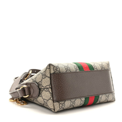 Gucci GG Supreme Monogram Textured Dollar Calfskin Web Small Ophidia Dome Shoulder Bag Beige Ebony New Acero 4 of 9