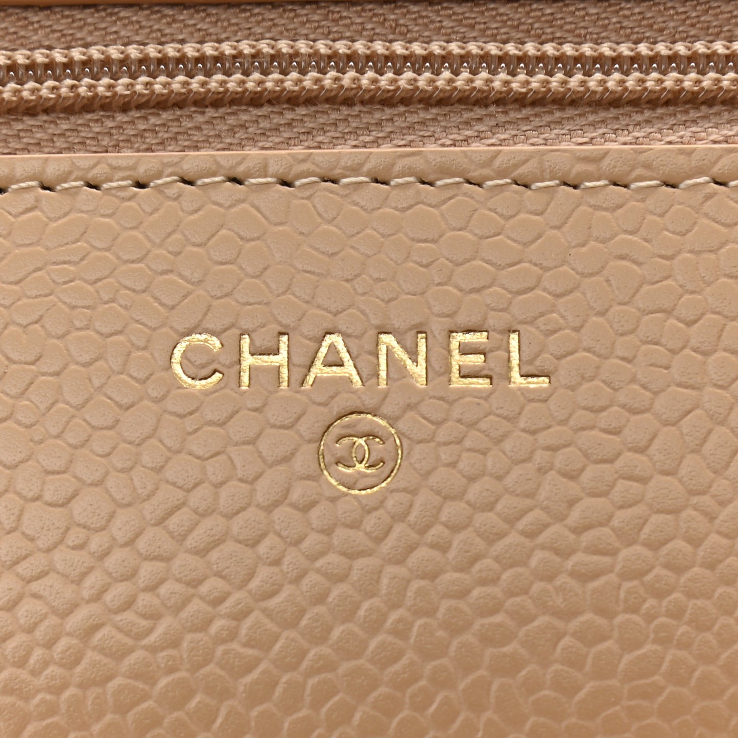 Caviar Quilted Wallet On Chain WOC Beige