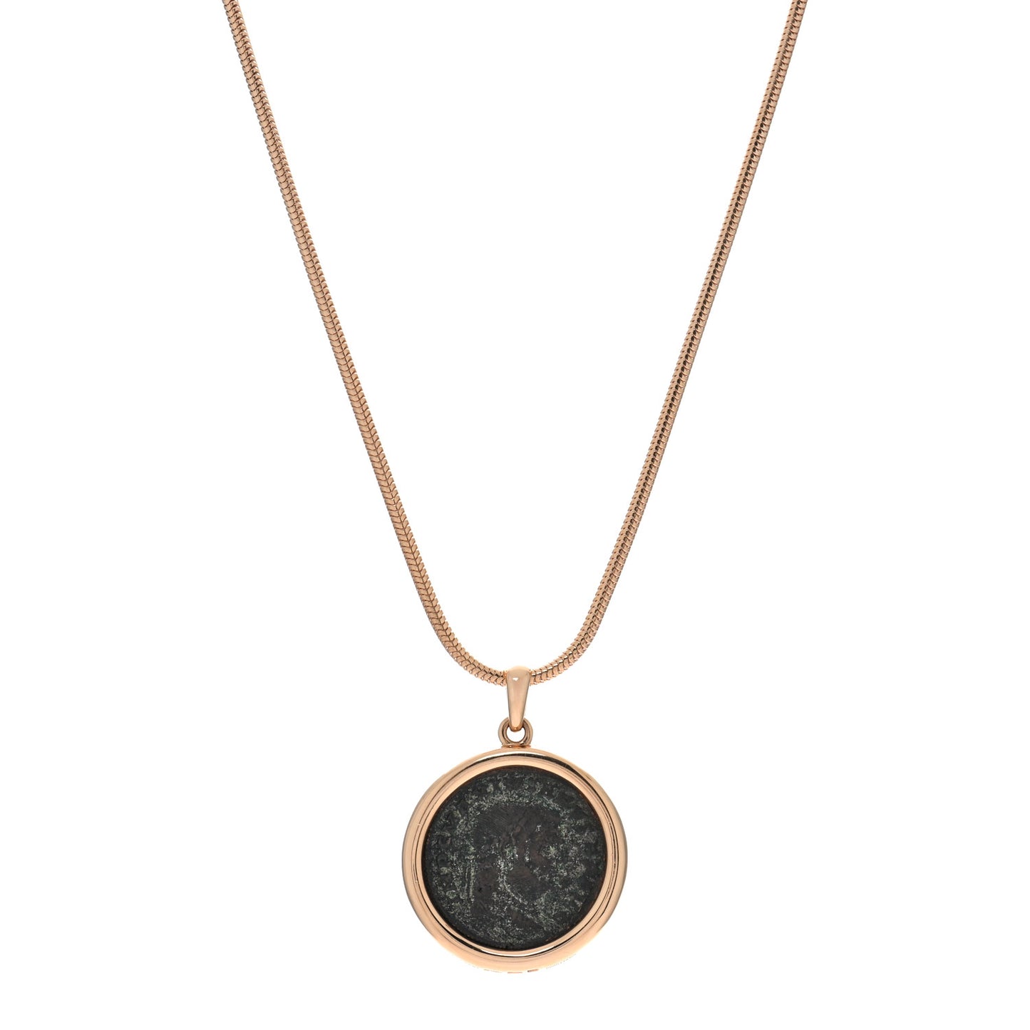 18K Rose Gold Monete Coin Pendant Necklace