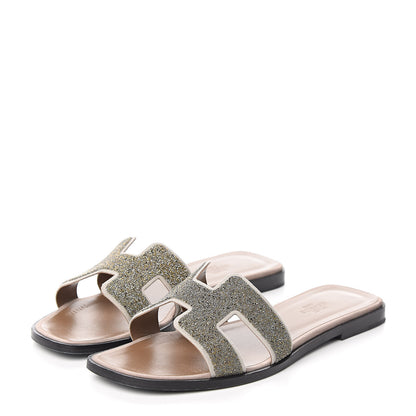 Hermes Suede Goatskin Crystal Powder Oran Sandals 38.5 3 of 9