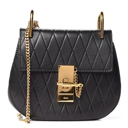 Chloe Calfskin Diamond Embossed Drew Shoulder Bag Black 1 of 10