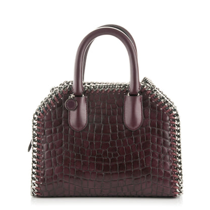Stella McCartney Faux Leather Crocodile Embossed Mini Falabella Box Top Handle Bag Burgundy 1 of 7