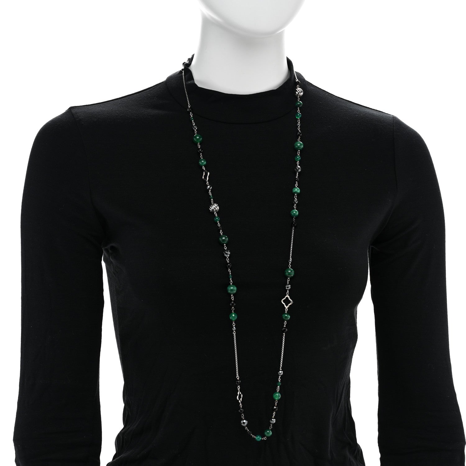 David Yurman Sterling Silver Black Onyx Malachite Chalcedony Hematine Bijoux Necklace 2 of 5