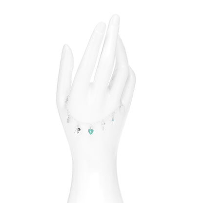 Tiffany Sterling Silver Enamel Love Notes Charm Bracelet Blue 2 of 4