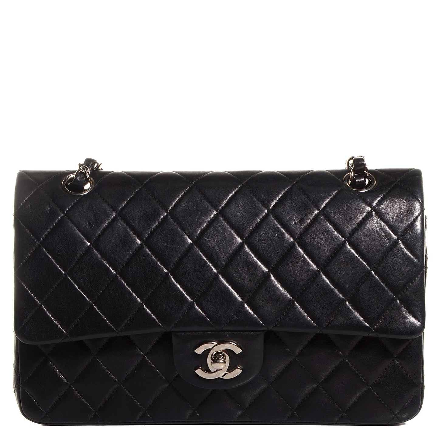 Lambskin Medium Double Flap Black