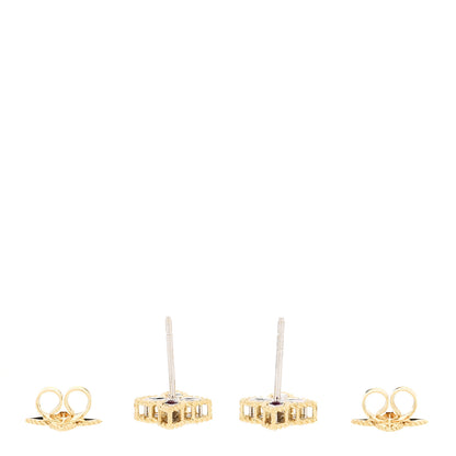 Roberto Coin 18K Yellow White Gold Diamond Small Princess Flower Stud Earrings 3 of 5