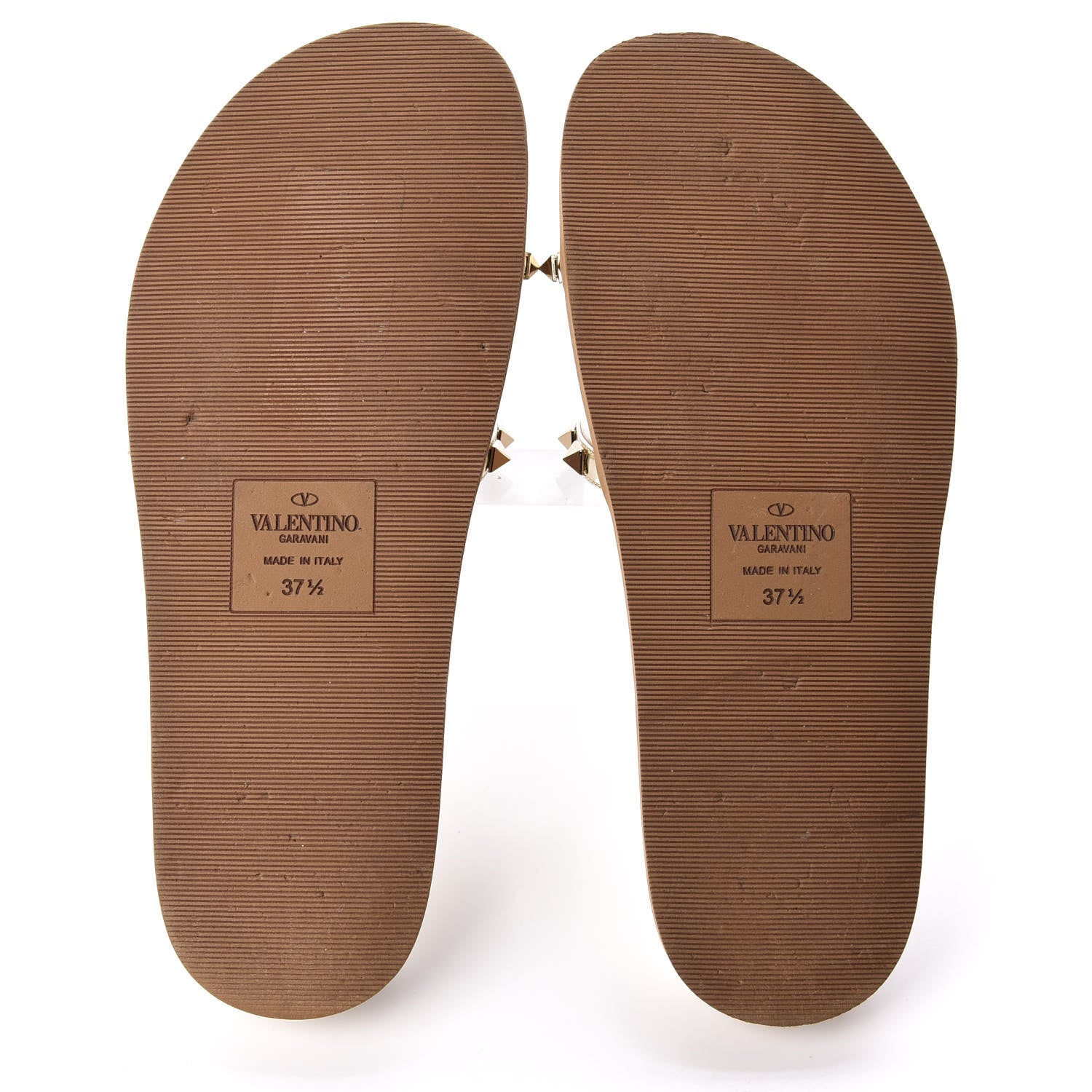 Valentino Garavani PVC Metallic Nappa Rockstud Moonwalk Flat Slide Sandals 37.5 Platino Transparent 5 of 10