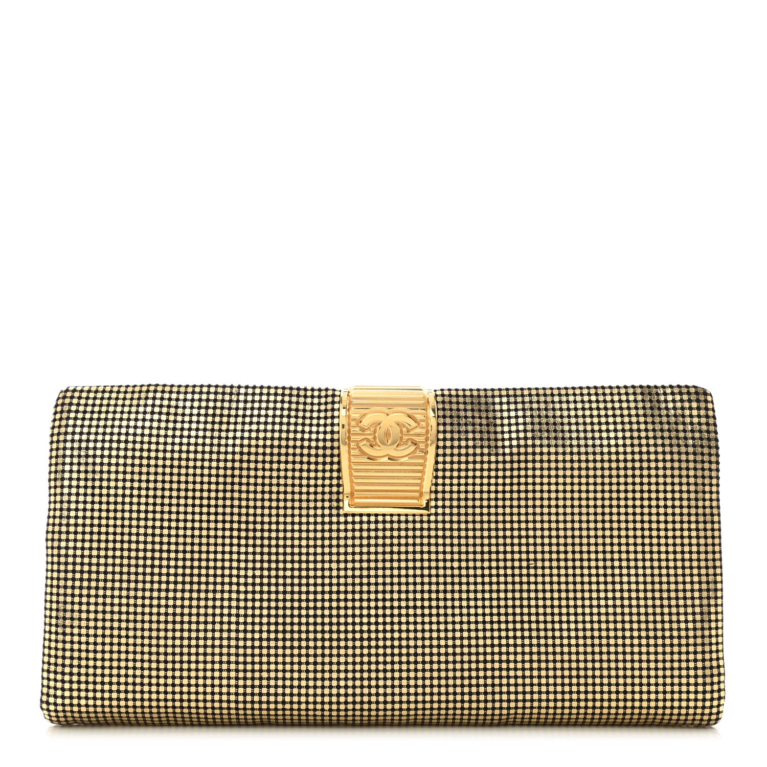 Chanel Metallic Lambskin Perforated CC Clutch Gold 1 of 9