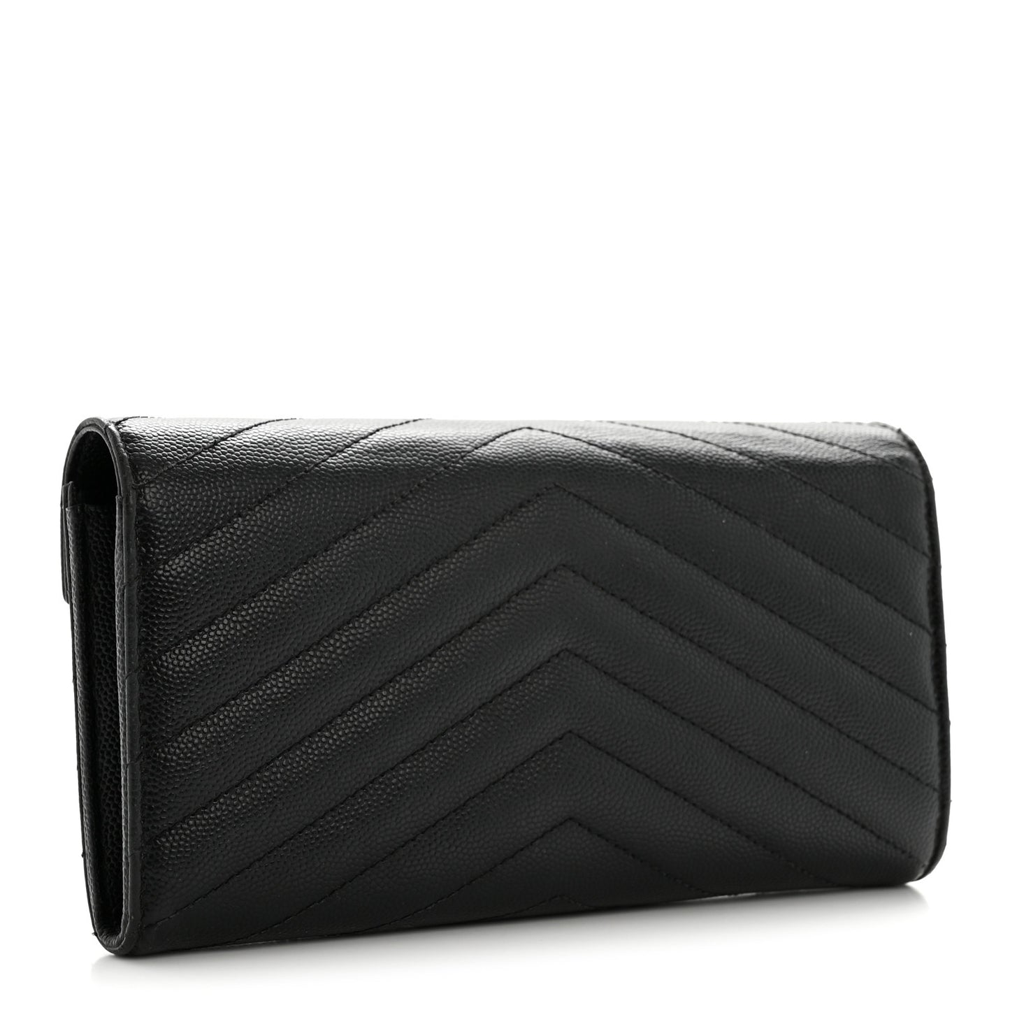 Grain De Poudre Matelasse Chevron Monogram Flap Wallet Black