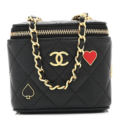 Chanel Lambskin Quilted Enamel Coco Casino Mini Vanity Case With Chain Black 1 of 11