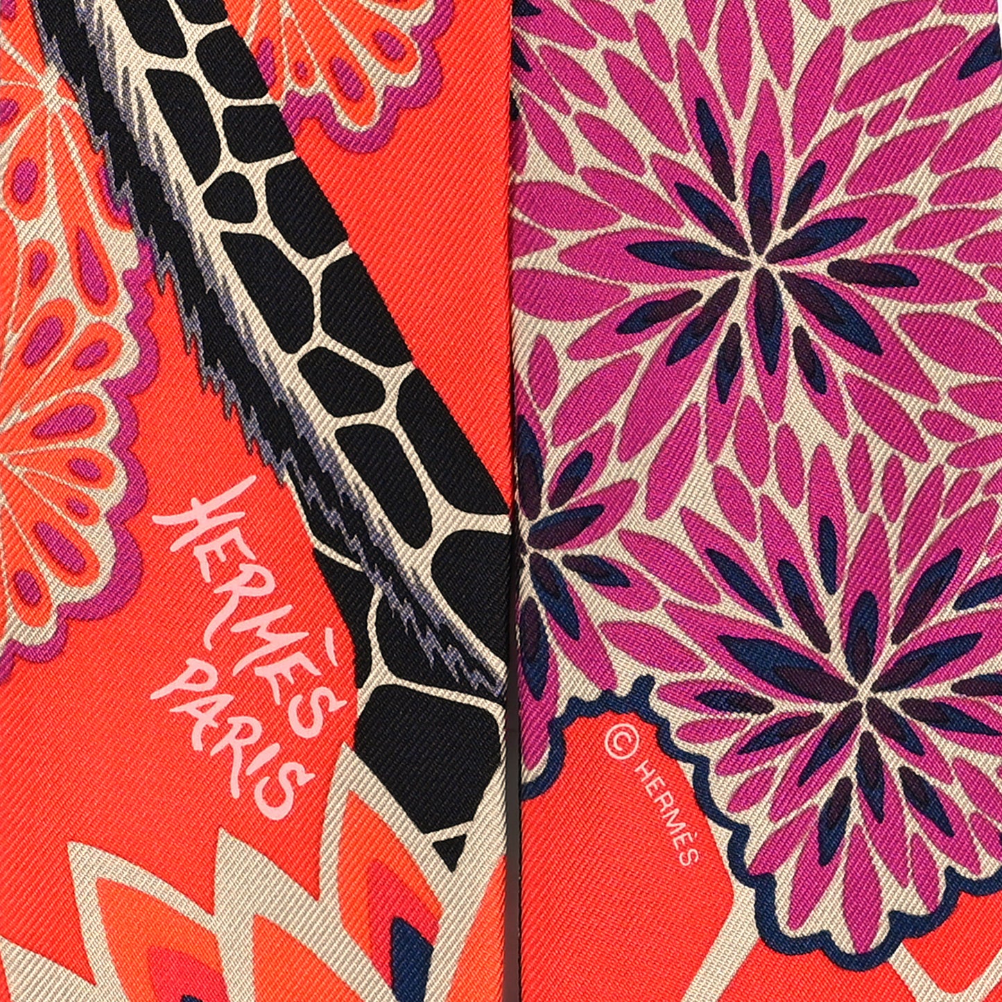 Silk The Three Graces Twilly Vermillion Fuchsia