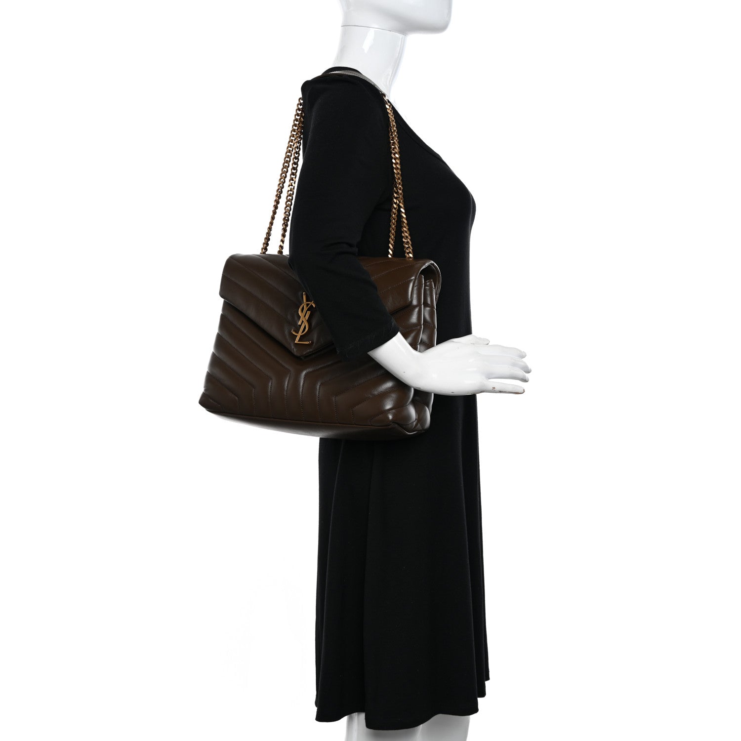 Saint Laurent Calfskin Y Quilted Monogram Medium Loulou Chain Satchel Faggio 2 of 14