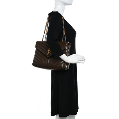 Saint Laurent Calfskin Y Quilted Monogram Medium Loulou Chain Satchel Faggio 2 of 14