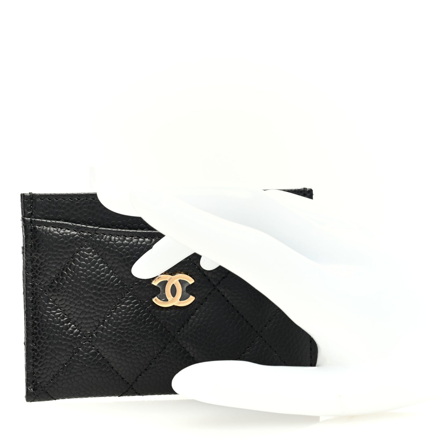 Caviar Quilted Card Holder Black