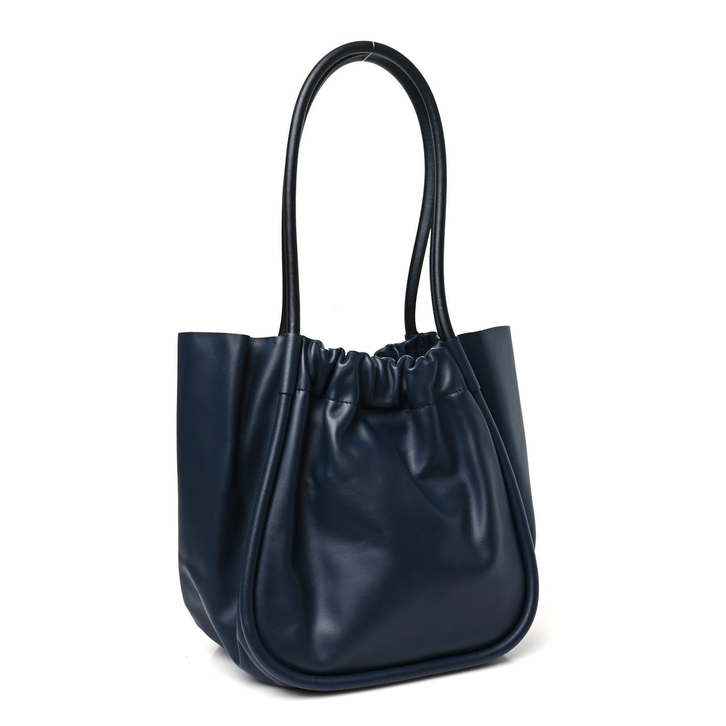 Calfskin Large Ruched Tote Dark Navy