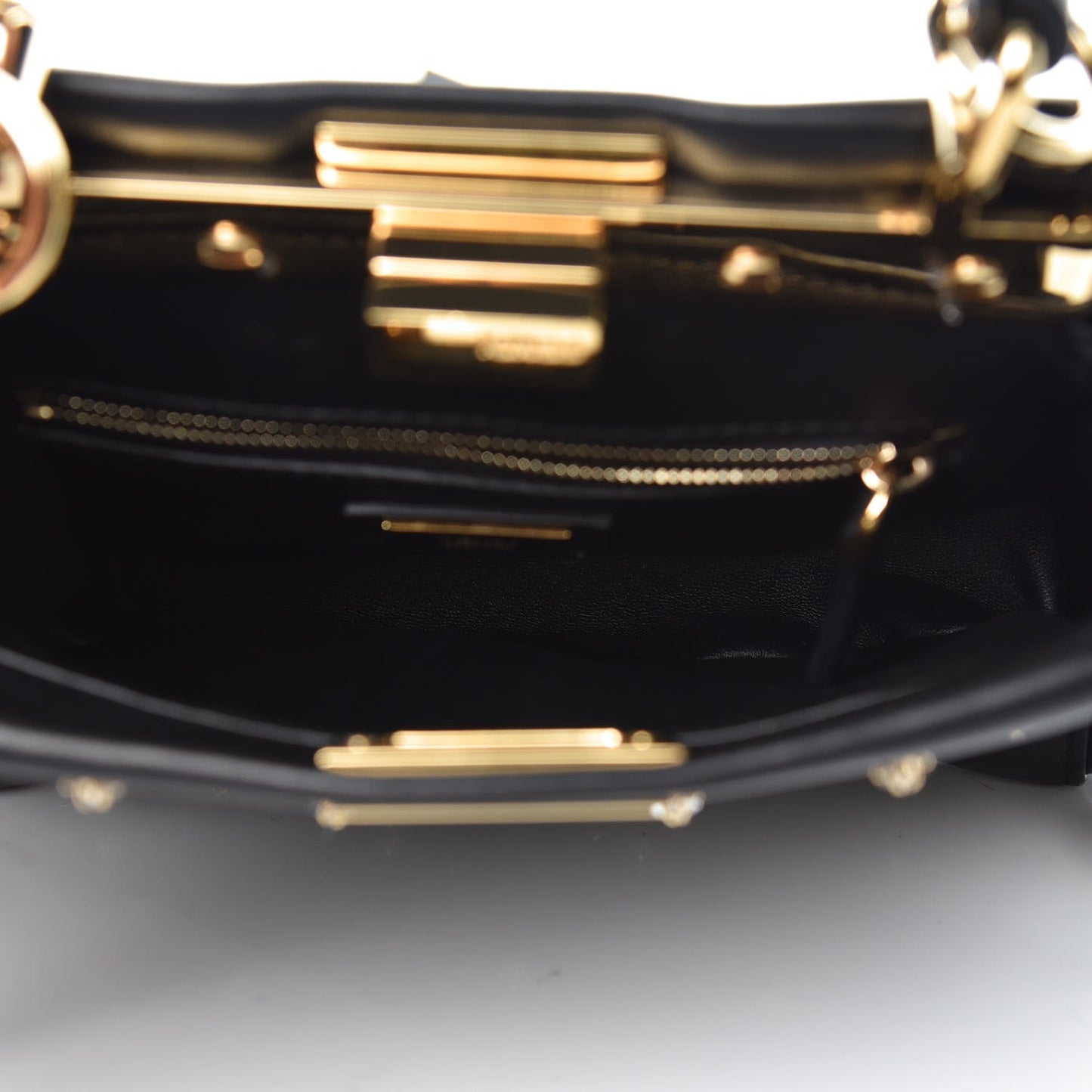 Nappa Crystal Studded XS Peekaboo Iconic Satchel Black