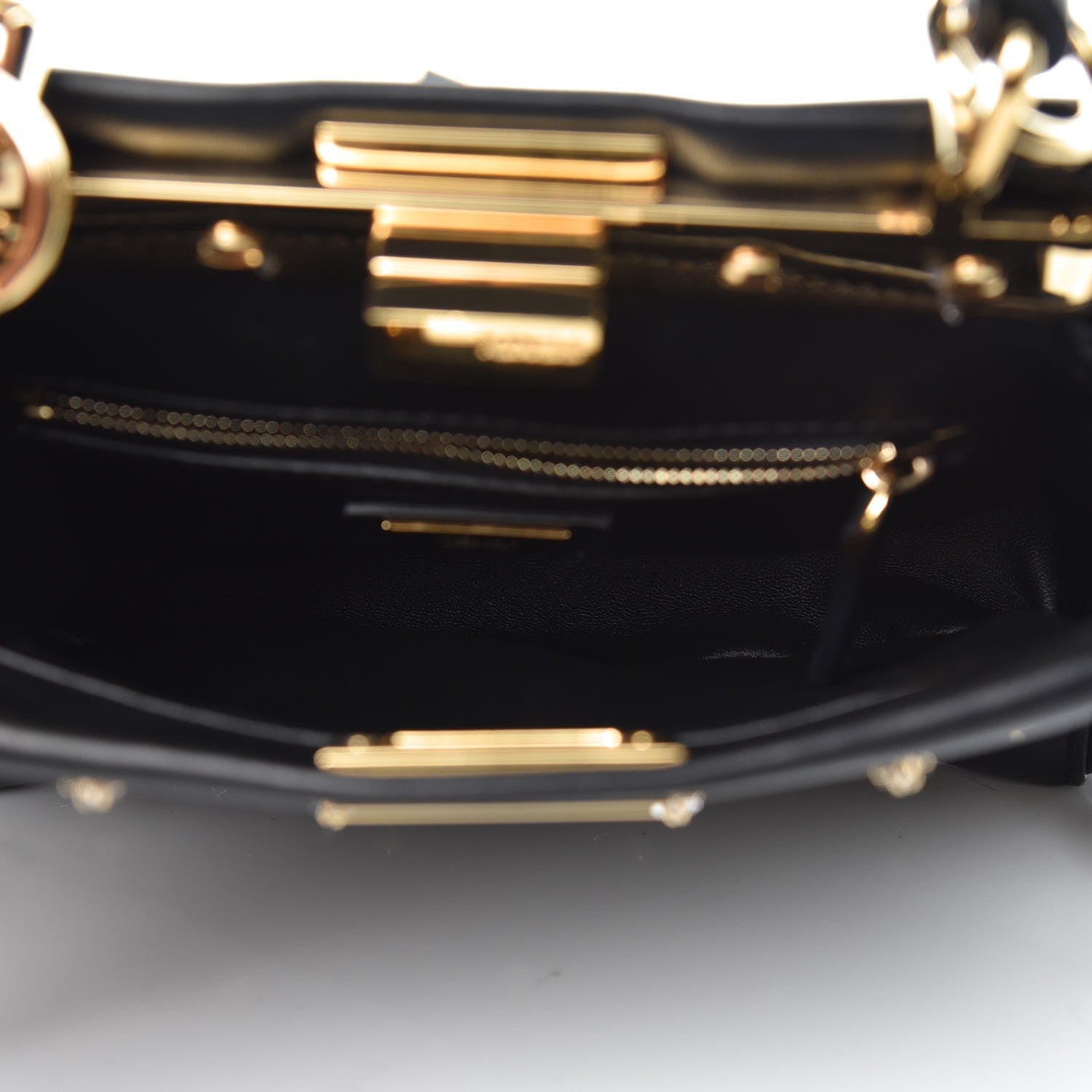 Fendi Nappa Crystal Studded XS Peekaboo Iconic Satchel Black 5 of 8