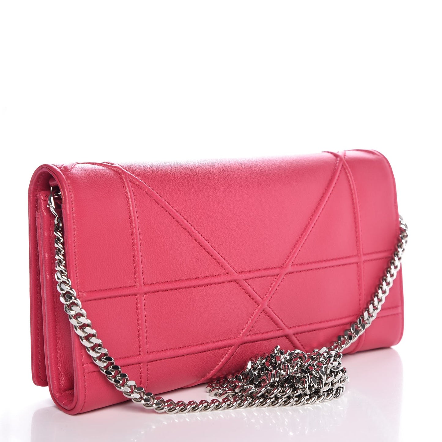 Lambskin Diorama Croisiere Chain Wallet Fuchsia
