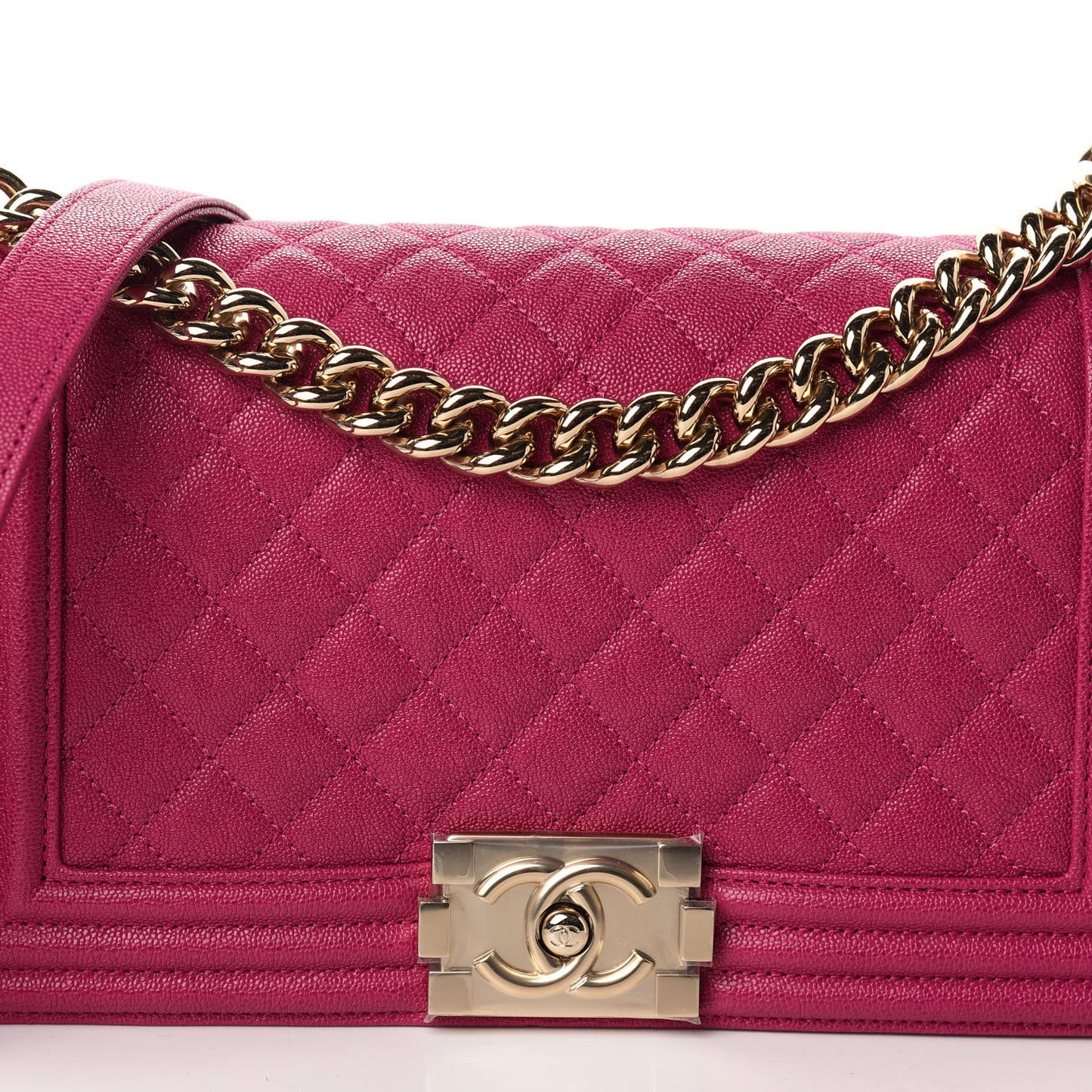 Caviar Quilted Medium Boy Flap Fuchsia