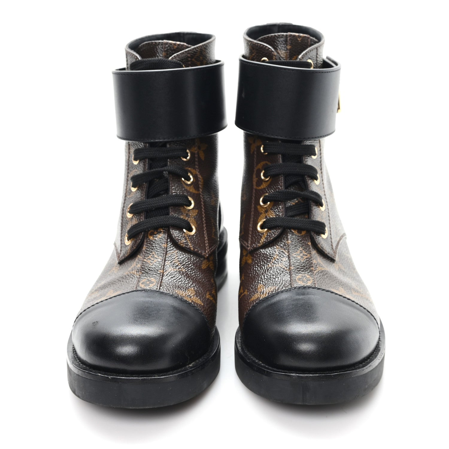 Louis Vuitton Calfskin Monogram Wonderland Flat Ranger Boots 38 Black 3 of 10