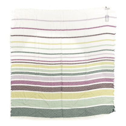 Gucci Cotton Monogram Striped Scarf White Multicolor 1 of 3